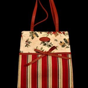 Vintage Longaberger Christmas Tote Holiday Bag Poinsettia Gift 23540 EUC